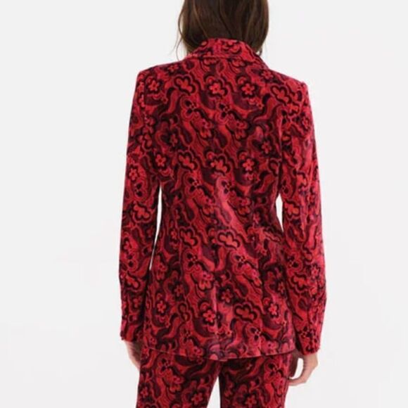 NWT Penny Blazer Red Velvet Floral Retro Size 2XL - Picture 6 of 16
